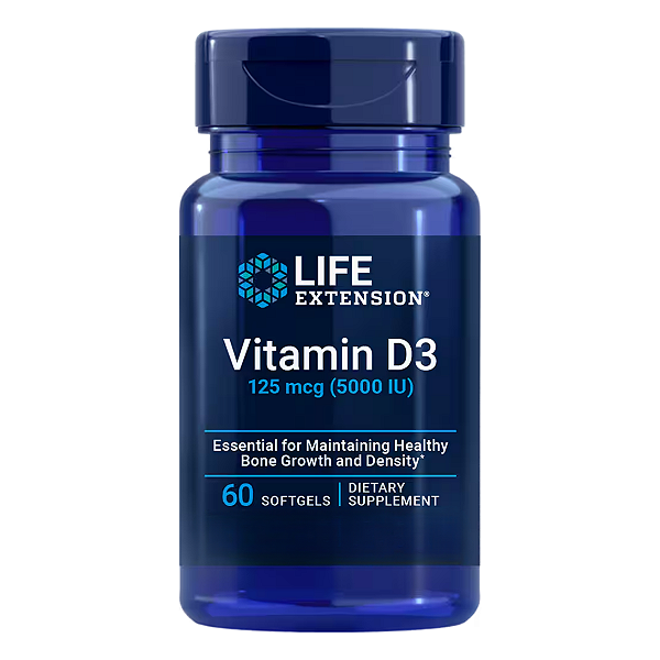 Vitamina D3 125mcg 5000UI 60 Cápsulas Life Extension