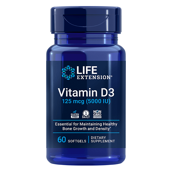 Vitamina D3 125mcg 5000UI 60 Cápsulas Life Extension