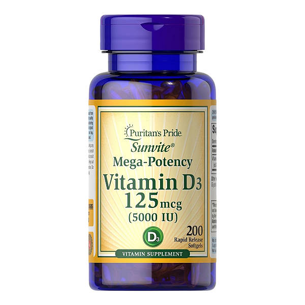 Vitamina D3 125mcg 5000ui 200 Softgels Puritan's Pride