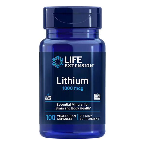 Orotato de Lítio Lithium 1000mcg 100 Cápsulas Life Extension