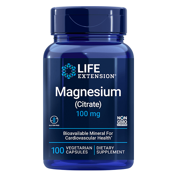 Magnésio Citrato 100mg 100 Cápsulas Life Extension