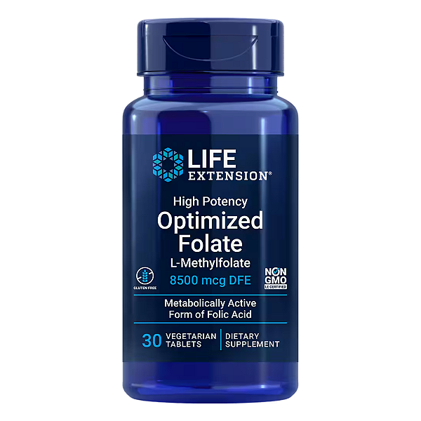 Folato Otimizado 8500mcg DFE 30 Tabletes Life Extension