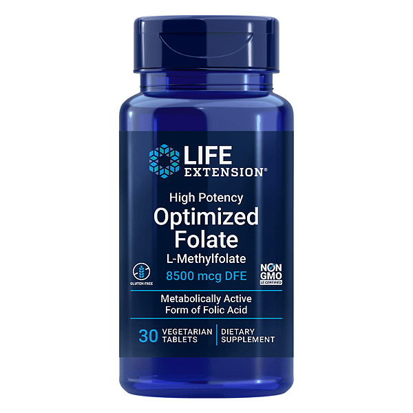 Folato Otimizado 8500mcg DFE 30 Tabletes Life Extension