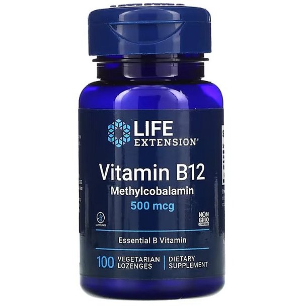 Life Extension, Vitamina B12 Metilcobalamina 500mcg 100 Pastilhas