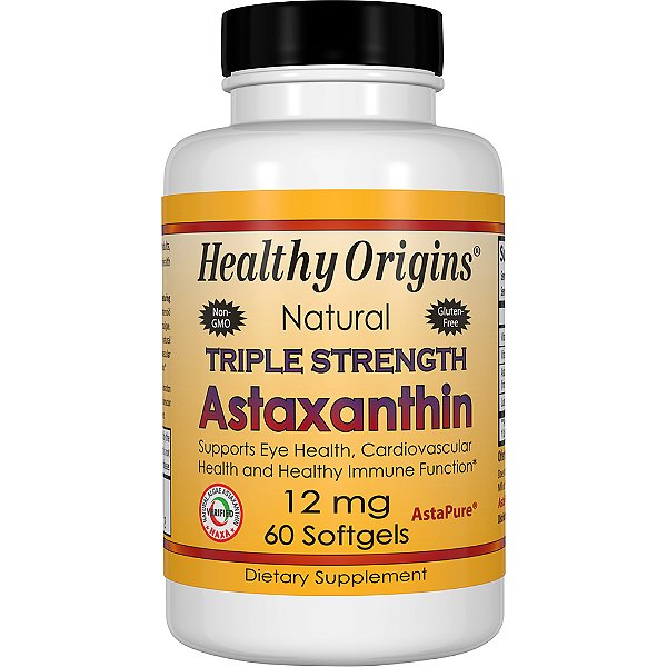 Healthy Origins, Astaxantina 12mg 60 Cápsulas