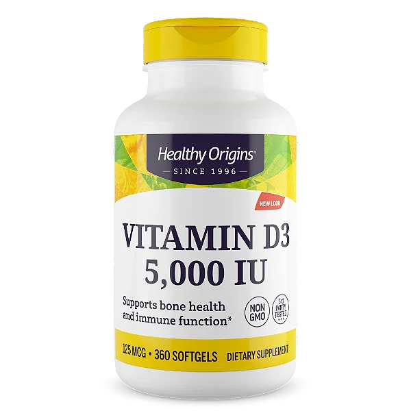 Vitamina D3 125mcg 5000ui 360 Softgels Healthy Origins