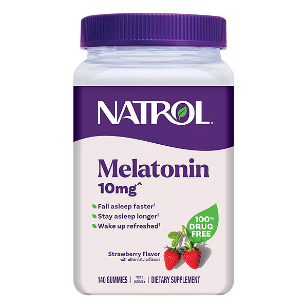 Melatonina 10mg 140 Gomas Mastigáveis de Morango Natrol