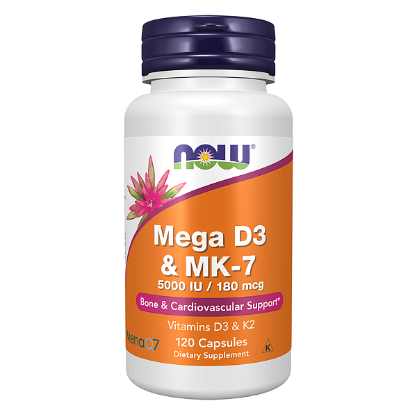Mega D3 & MK-7 5000UI 120 Cápsulas NOW Foods