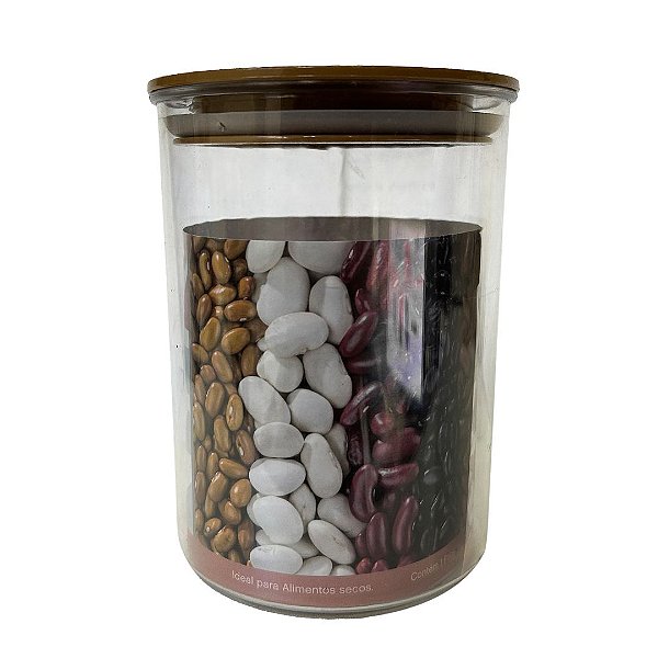 Pote Hermético Acrílico e Tampa Imitação Bambu - 700ML e 450ML