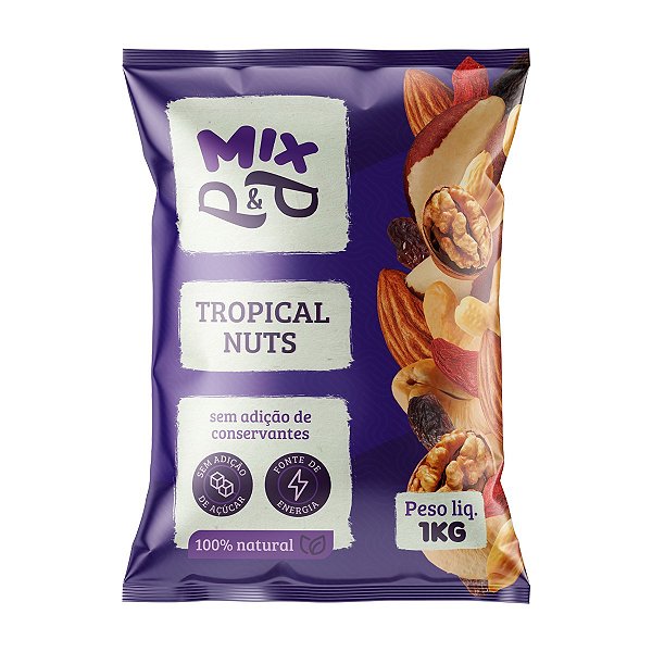 Mix P&P Tropical Nuts 1Kg Castanhas Amêndoa Nozes Amendoim Dieta Saudável