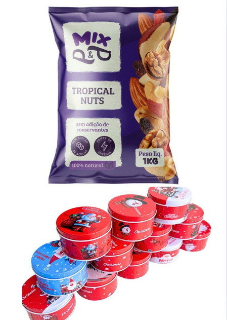 KIT Mix Tropical Nuts + 10 Latas Metal Sortidas de Natal