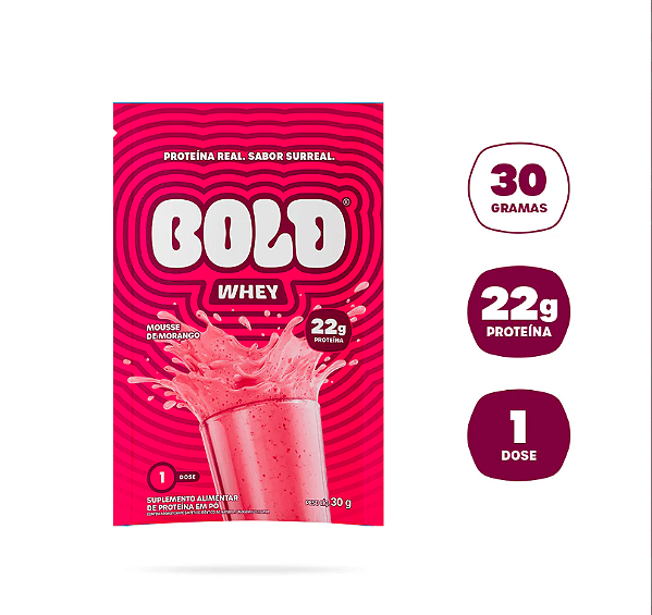 Bold Whey Protein Sachê 30g Mousse de Morango – Suplemento Proteico Original