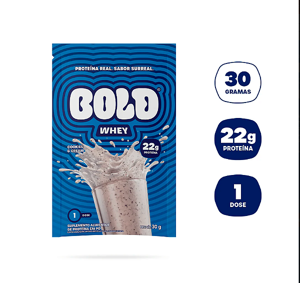 Bold Whey Protein Sachê 30g Cookies and Cream – Suplemento Proteico Original