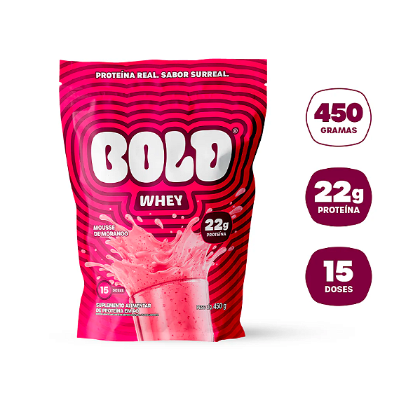 Bold Whey Protein 450g Mousse de Morango – Suplemento Proteico Original
