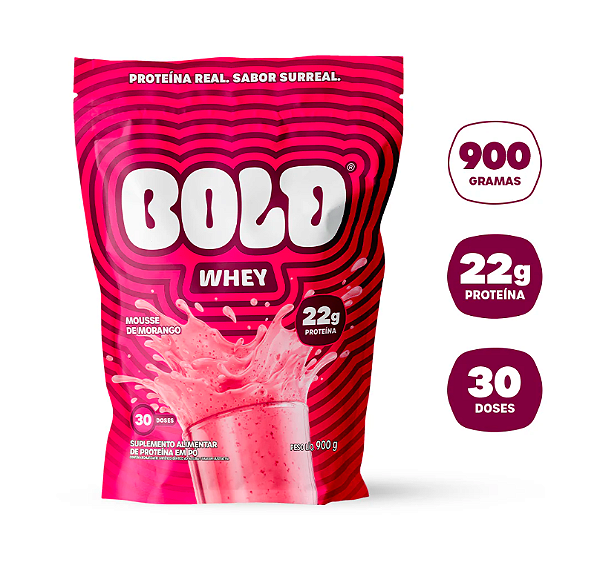 Bold Whey Protein 900g Mousse de Morango – Suplemento Proteico Original