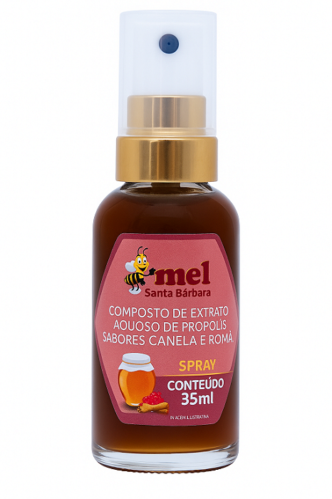 Spray de Mel e Própolis Canela e Romã 35ml | Santa Bárbara | Alívio para Garganta e Imunidade Natural