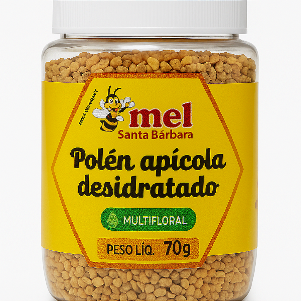 Pólen Apícola Desidratado 70g Mel Santa Bárbara | Energético Natural Multiflora Rico em Vitaminas