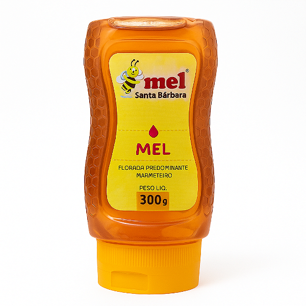 Mel Puro 300g Bisnaga – Florada Marmeleiro | Mel Santa Bárbara | Tampa Corta-Gotas