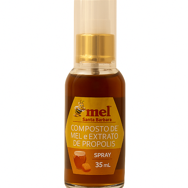 Spray Própolis com Mel 35ml – Mel Santa Bárbara | 11% Extrato Seco | Pronto para Uso | Válvula Facilitada
