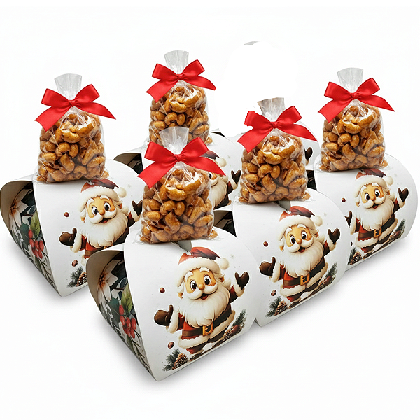 Castanha de Caju Caramelizada Lembrancinha de Natal Kit 5un | Presente Brinde de Natal