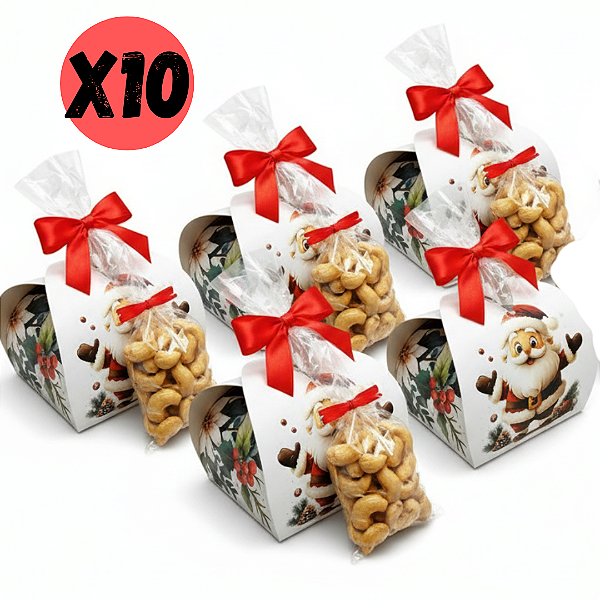 Lembrancinha de Natal Kit 10un | Presente Natal com Castanha de Caju