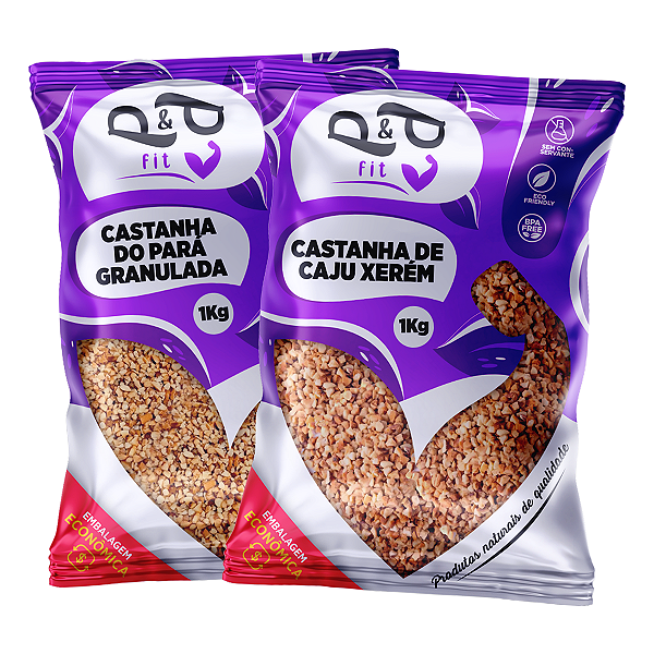 Kit Castanha do Pará Granulada 1Kg+ Castanha de Caju Xerém 1Kg Torrado