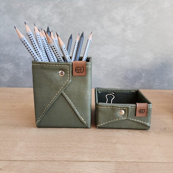 Porta-lápis e Porta-clips - Deskware Oliva