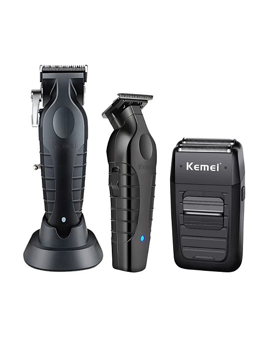 Maquina de Cortar Cabelo Kemei Km 2296 + Acab. 2299 + Shaver km 1102