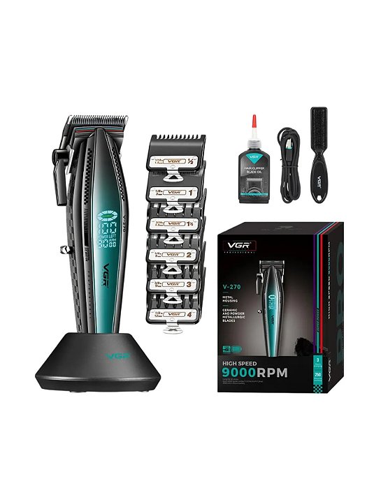 Máq. de cortar cabelo Pro Vgr V 270 Metal 9000 rpm Dc Motor