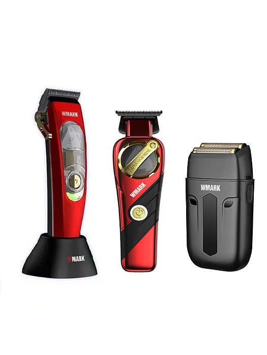 Maquina de Cabelo Prof.Wmark NG 9004 + Acab. NG 9213 vermelho + sh 984a preto