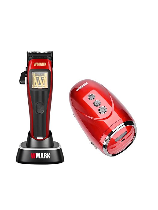 Maquina de Cortar Cabelo Profissional Wmark NG X1 + Massageador Sm001 Vermelho