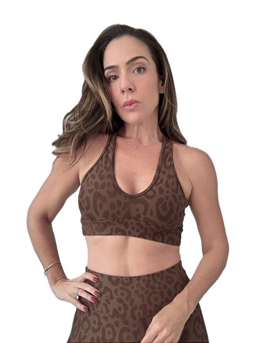 Conjunto Animal Print Marrom - Legging + Top