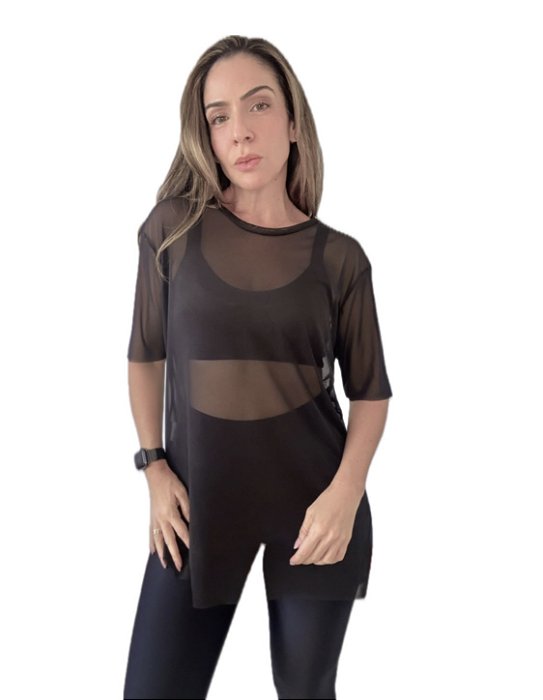 COMBO - Conjunto Legging + Top Preto + Blusa Tule