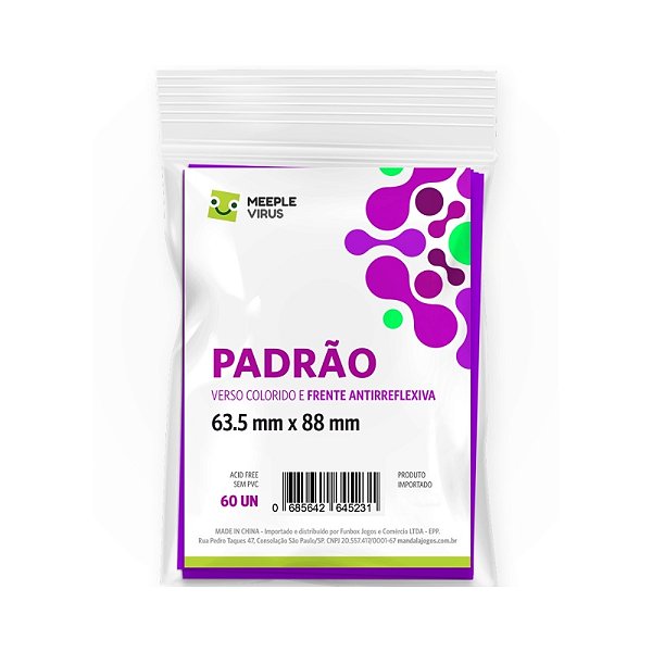 Sleeves Padrão 63,5 x 88 (Roxo) Pack 60 - Meeple Virus