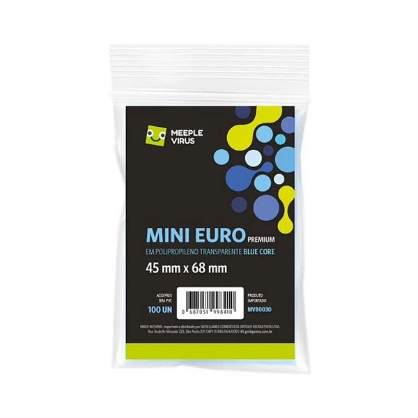Sleeves Mini Euro Premium 45 x 68 (Blue Core) - Meeple Virus