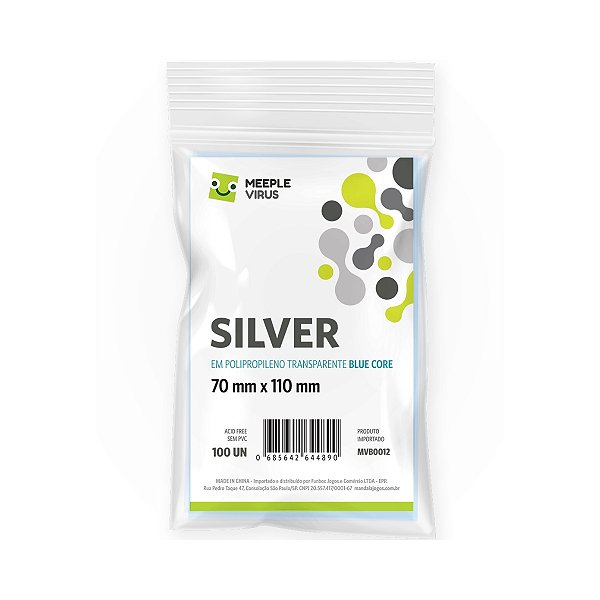 Sleeves Silver 70 x 110 mm (Blue Core) - Meeple Virus