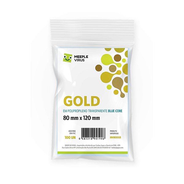 Sleeves Gold 80 x 120 mm (Blue Core) - Meeple Virus
