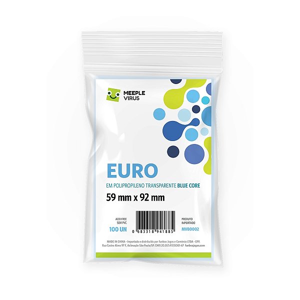 Sleeves Euro 59 x 92 mm (Blue Core) - Meeple Virus