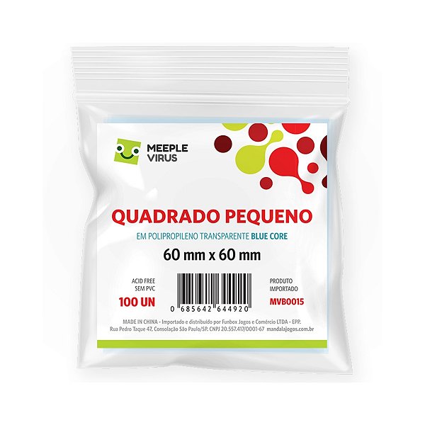 Sleeves Quadrado Pequeno 60 x 60 mm (Blue Core) - Meeple Virus