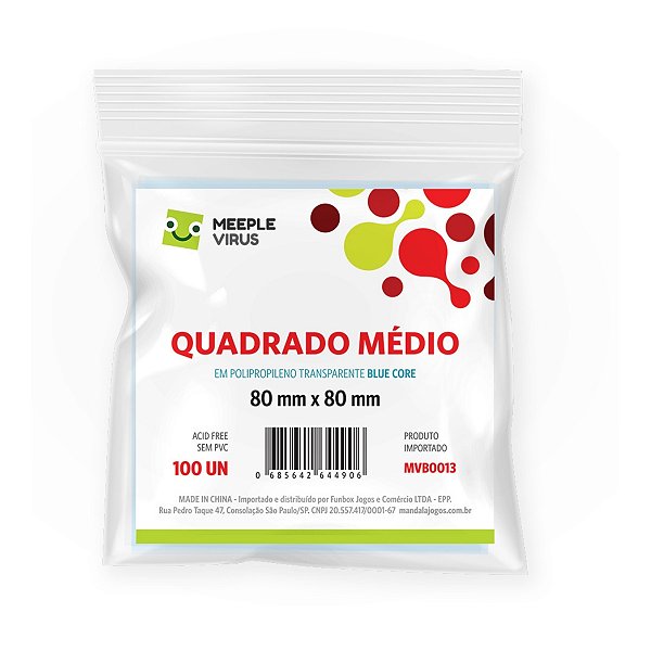 Sleeves Quadrado Medio 80 x 80 mm (Blue Core) - Meeple Virus