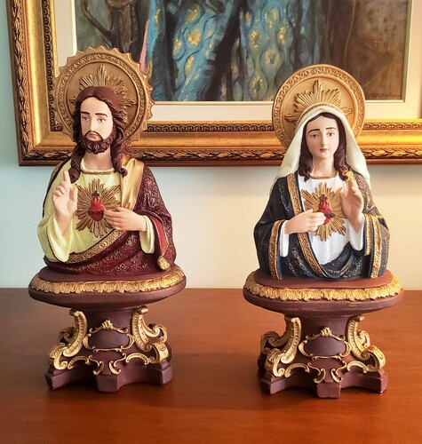 Bustos Sagrado Coração de Jesus e Imaculado Coração de Maria - 30cm