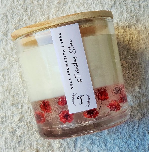 Vela Flower Cereja e Avelã 200g - Vermelha
