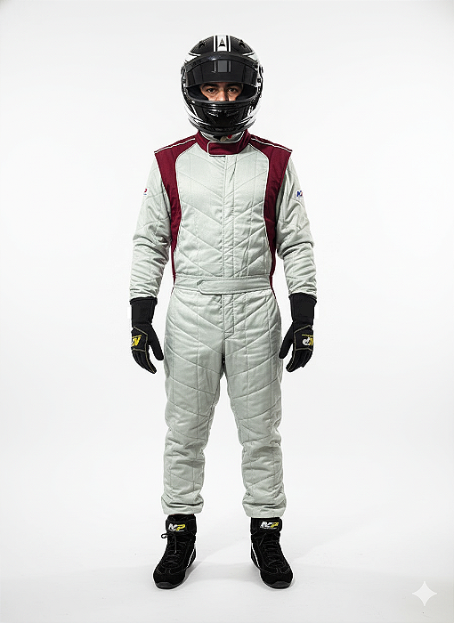 Macacão Acolchoado Modelo U - Cor 1: Cinza Prata Cor 2: Vinho