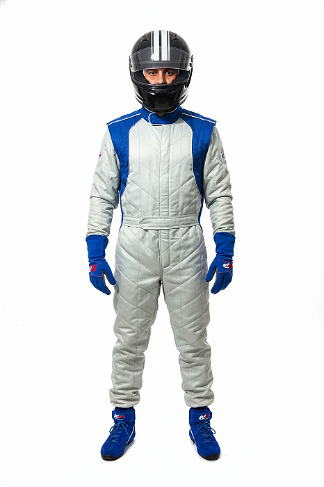 Macacão Acolchoado Modelo U - Cor 1: Cinza Prata Cor 2: Azul Royal