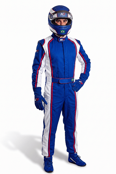 Macacão Acolchoado Modelo FOX - Cor 1: Azul Royal Cor 2: Branco Cor 3: Vermelho