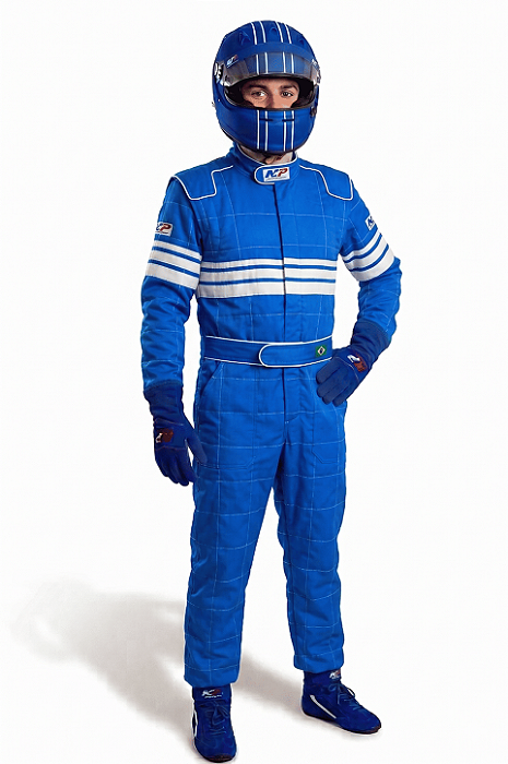 Macacão Sem Forro Modelo I - Cor 1: Azul Claro Cor 2: Branco