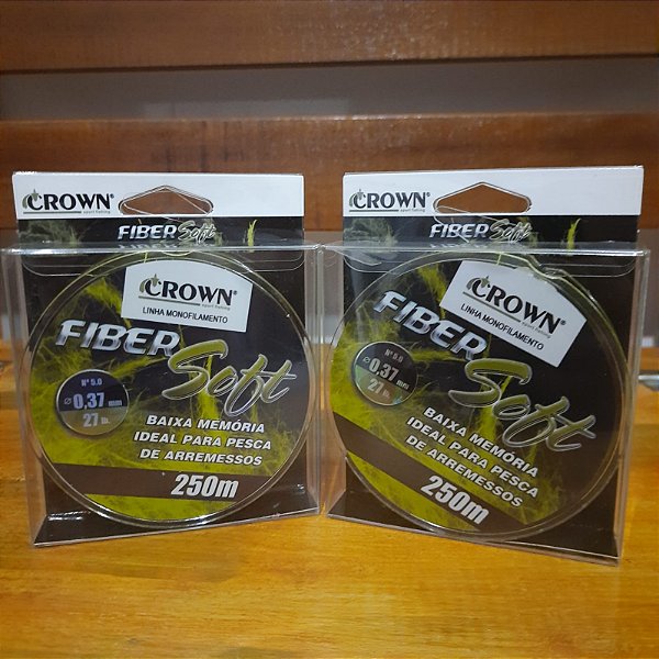 LINHA FIBER SOFT CROWN AMARELA 250MT 0,37mm 27lb PARA PESCA