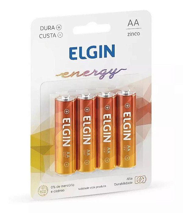 Pilha Elgin Zinco Aa Cilíndrica - Kit De 4 Unidades