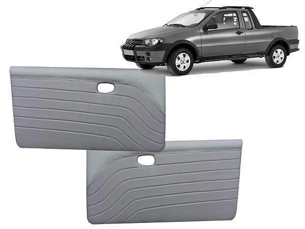 Par forro da Strada/Palio 2 portas revestido com courvin costura horizontal cor cinza