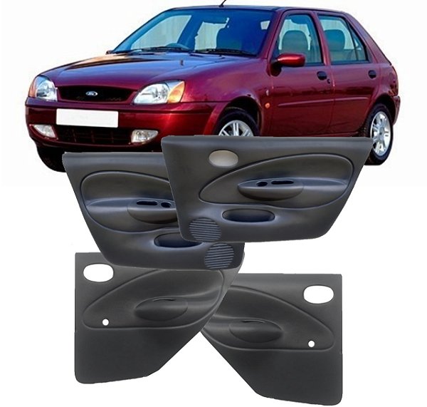 Kits Forro Fiesta 4 portas dianteiro vidro elétrico traseiro manual cor Cinza ano 02/07